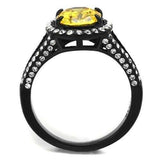 TK2193 - IP Black(Ion Plating) Stainless Steel Ring with AAA Grade CZ in Topaz - Alamode - Flyclothing LLC