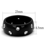 TK2196 - IP Black(Ion Plating) Stainless Steel Ring with AAA Grade CZ in Clear - Alamode - Flyclothing LLC