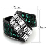 TK2199 - IP Black(Ion Plating) Stainless Steel Ring with Synthetic Synthetic Glass in Blue Zircon - Alamode - Flyclothing LLC
