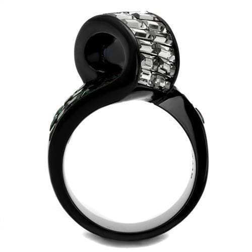 TK2199 - IP Black(Ion Plating) Stainless Steel Ring with Synthetic Synthetic Glass in Blue Zircon - Alamode - Flyclothing LLC