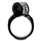 TK2199 - IP Black(Ion Plating) Stainless Steel Ring with Synthetic Synthetic Glass in Blue Zircon - Alamode - Flyclothing LLC
