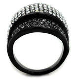 TK2200 - IP Black(Ion Plating) Stainless Steel Ring with Top Grade Crystal in Multi Color - Alamode - Flyclothing LLC