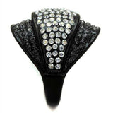 TK2200 - IP Black(Ion Plating) Stainless Steel Ring with Top Grade Crystal in Multi Color - Alamode - Flyclothing LLC