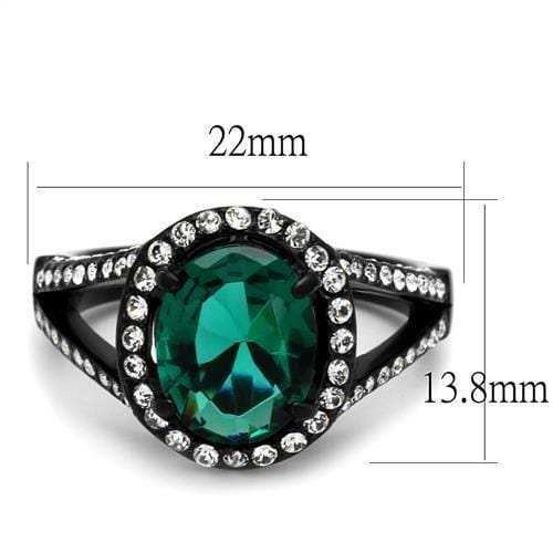 TK2202 - IP Black(Ion Plating) Stainless Steel Ring with Synthetic Synthetic Glass in Blue Zircon - Alamode - Flyclothing LLC