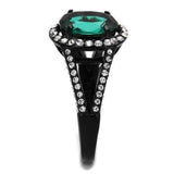 TK2202 - IP Black(Ion Plating) Stainless Steel Ring with Synthetic Synthetic Glass in Blue Zircon - Alamode - Flyclothing LLC