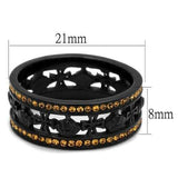 TK2204 - IP Black(Ion Plating) Stainless Steel Ring with Top Grade Crystal in Topaz - Alamode - Flyclothing LLC