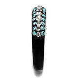 TK2205 - IP Black(Ion Plating) Stainless Steel Ring with Top Grade Crystal in Sea Blue - Alamode - Flyclothing LLC