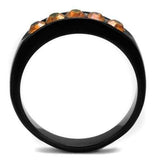 TK2206 - IP Black(Ion Plating) Stainless Steel Ring with Top Grade Crystal in Champagne - Alamode - Flyclothing LLC