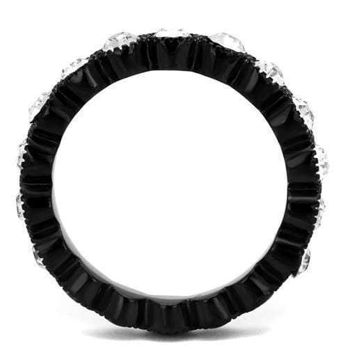 TK2207 - IP Black(Ion Plating) Stainless Steel Ring with Top Grade Crystal in Clear - Alamode - Flyclothing LLC