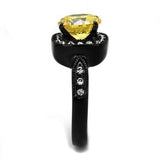 TK2208 - IP Black(Ion Plating) Stainless Steel Ring with AAA Grade CZ in Topaz - Alamode - Flyclothing LLC
