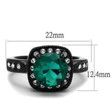 TK2209 - IP Black(Ion Plating) Stainless Steel Ring with Synthetic Synthetic Glass in Blue Zircon - Alamode - Flyclothing LLC