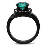 TK2209 - IP Black(Ion Plating) Stainless Steel Ring with Synthetic Synthetic Glass in Blue Zircon - Alamode - Flyclothing LLC