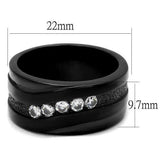 TK2210 - IP Black(Ion Plating) Stainless Steel Ring with AAA Grade CZ in Clear - Alamode - Flyclothing LLC