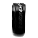 TK2210 - IP Black(Ion Plating) Stainless Steel Ring with AAA Grade CZ in Clear - Alamode - Flyclothing LLC