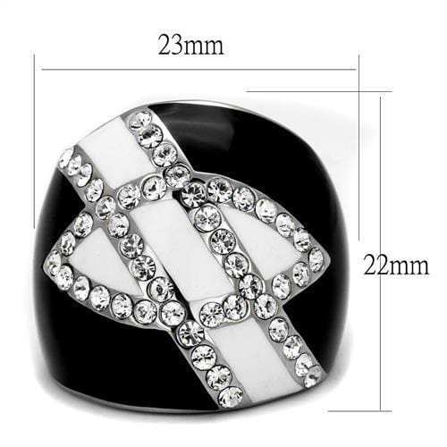 TK2211 - High polished (no plating) Stainless Steel Ring with Top Grade Crystal in Clear - Alamode - Flyclothing LLC