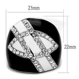 TK2211 - High polished (no plating) Stainless Steel Ring with Top Grade Crystal in Clear - Alamode - Flyclothing LLC
