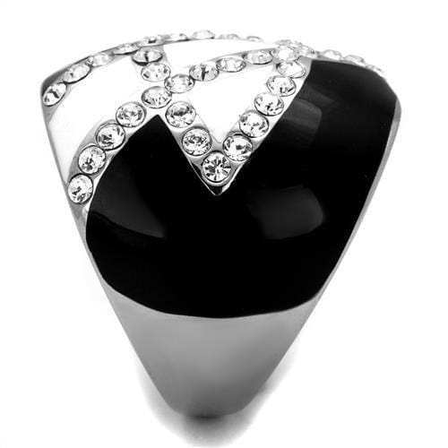 TK2211 - High polished (no plating) Stainless Steel Ring with Top Grade Crystal in Clear - Alamode - Flyclothing LLC