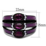 TK2213 - IP Black(Ion Plating) Stainless Steel Ring with Top Grade Crystal in Amethyst - Alamode - Flyclothing LLC
