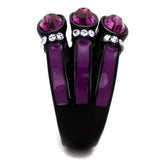 TK2213 - IP Black(Ion Plating) Stainless Steel Ring with Top Grade Crystal in Amethyst - Alamode - Flyclothing LLC
