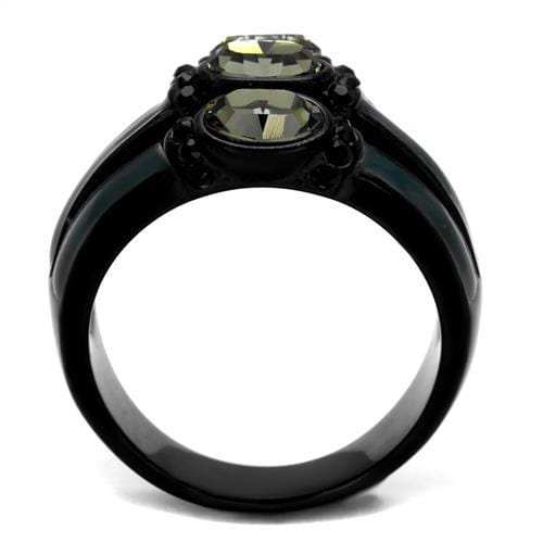 TK2214 - IP Black(Ion Plating) Stainless Steel Ring with Top Grade Crystal in Black Diamond - Alamode - Flyclothing LLC