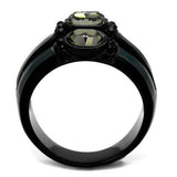 TK2214 - IP Black(Ion Plating) Stainless Steel Ring with Top Grade Crystal in Black Diamond - Alamode - Flyclothing LLC
