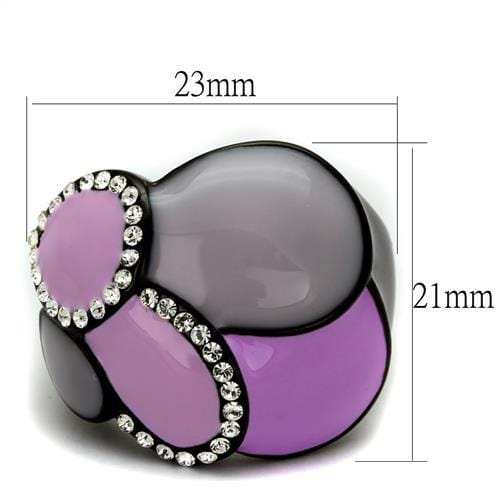TK2215 - IP Black(Ion Plating) Stainless Steel Ring with Top Grade Crystal in Clear - Alamode - Flyclothing LLC