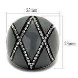 TK2216 - IP Black(Ion Plating) Stainless Steel Ring with Top Grade Crystal in Clear - Alamode - Flyclothing LLC