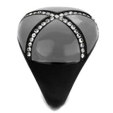 TK2216 - IP Black(Ion Plating) Stainless Steel Ring with Top Grade Crystal in Clear - Alamode - Flyclothing LLC