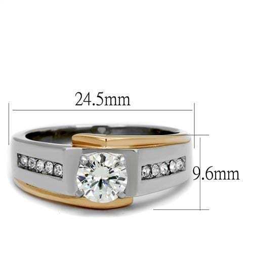 TK2218 - Two-Tone IP Rose Gold Stainless Steel Ring with AAA Grade CZ in Clear - Alamode - Flyclothing LLC