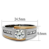 TK2218 - Two-Tone IP Rose Gold Stainless Steel Ring with AAA Grade CZ in Clear - Alamode - Flyclothing LLC