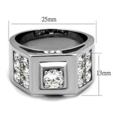 TK2220 - High polished (no plating) Stainless Steel Ring with AAA Grade CZ in Clear - Alamode - Flyclothing LLC
