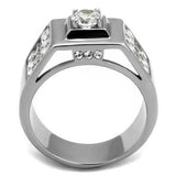 TK2220 - High polished (no plating) Stainless Steel Ring with AAA Grade CZ in Clear - Alamode - Flyclothing LLC