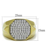 TK2221 - Two-Tone IP Gold (Ion Plating) Stainless Steel Ring with Top Grade Crystal in Clear - Alamode - Flyclothing LLC