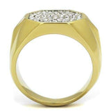 TK2221 - Two-Tone IP Gold (Ion Plating) Stainless Steel Ring with Top Grade Crystal in Clear - Alamode - Flyclothing LLC