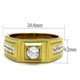 TK2222 - Two-Tone IP Gold (Ion Plating) Stainless Steel Ring with AAA Grade CZ in Clear - Alamode - Flyclothing LLC