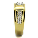 TK2222 - Two-Tone IP Gold (Ion Plating) Stainless Steel Ring with AAA Grade CZ in Clear - Alamode - Flyclothing LLC