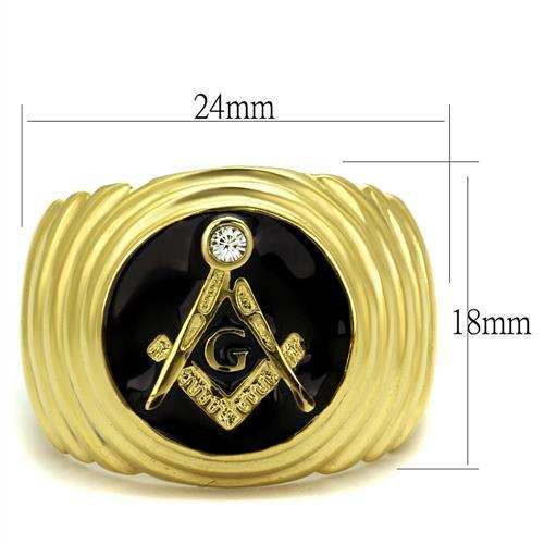 TK2224 - IP Gold(Ion Plating) Stainless Steel Ring with Top Grade Crystal in Clear - Alamode - Flyclothing LLC