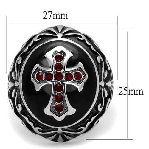 TK2229 - High polished (no plating) Stainless Steel Ring with Top Grade Crystal in Siam - Alamode - Flyclothing LLC