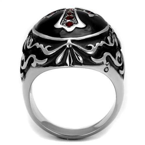 TK2229 - High polished (no plating) Stainless Steel Ring with Top Grade Crystal in Siam - Alamode - Flyclothing LLC