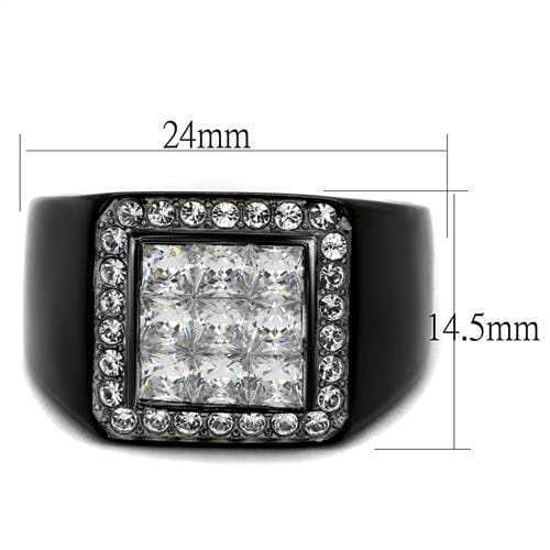 TK2230 - Two-Tone IP Black Stainless Steel Ring with AAA Grade CZ in Clear - Alamode - Flyclothing LLC