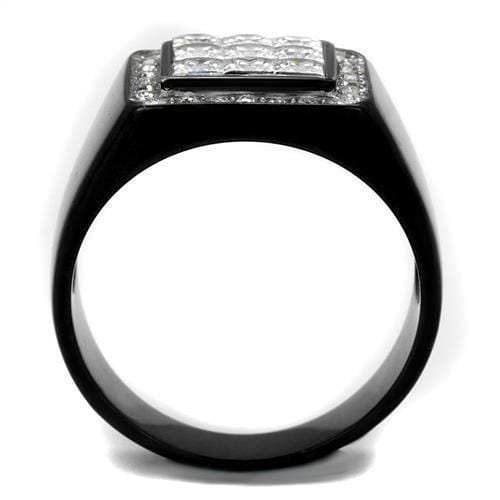 TK2230 - Two-Tone IP Black Stainless Steel Ring with AAA Grade CZ in Clear - Alamode - Flyclothing LLC