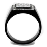 TK2230 - Two-Tone IP Black Stainless Steel Ring with AAA Grade CZ in Clear - Alamode - Flyclothing LLC