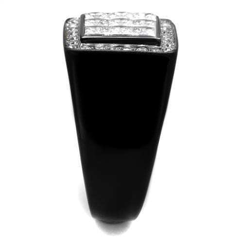 TK2230 - Two-Tone IP Black Stainless Steel Ring with AAA Grade CZ in Clear - Alamode - Flyclothing LLC
