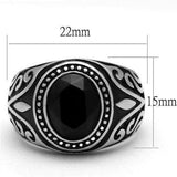 TK2231 - High polished (no plating) Stainless Steel Ring with Top Grade Crystal in Jet - Alamode - Flyclothing LLC