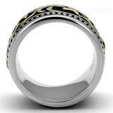 TK2234 - Two-Tone IP Gold (Ion Plating) Stainless Steel Ring with Epoxy in Jet - Alamode - Flyclothing LLC