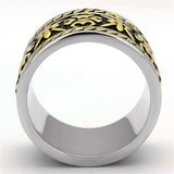 TK2236 - Two-Tone IP Gold (Ion Plating) Stainless Steel Ring with Epoxy in Jet - Alamode - Flyclothing LLC