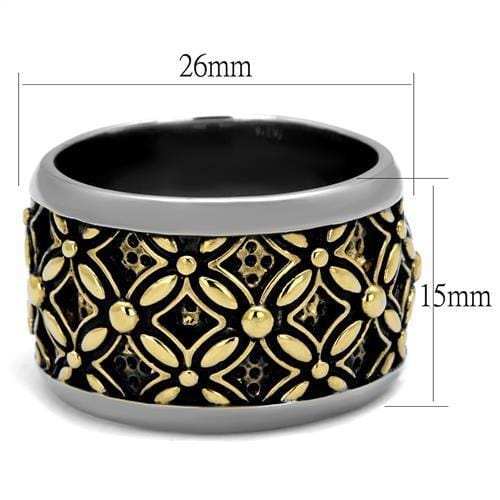 TK2237 - Two-Tone IP Gold (Ion Plating) Stainless Steel Ring with Epoxy in Jet - Alamode - Flyclothing LLC