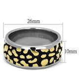 TK2238 - Two-Tone IP Gold (Ion Plating) Stainless Steel Ring with Epoxy in Jet - Alamode - Flyclothing LLC