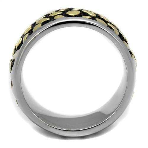 TK2238 - Two-Tone IP Gold (Ion Plating) Stainless Steel Ring with Epoxy in Jet - Alamode - Flyclothing LLC