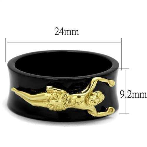 TK2240 - IP Gold+ IP Black (Ion Plating) Stainless Steel Ring with No Stone - Alamode - Flyclothing LLC